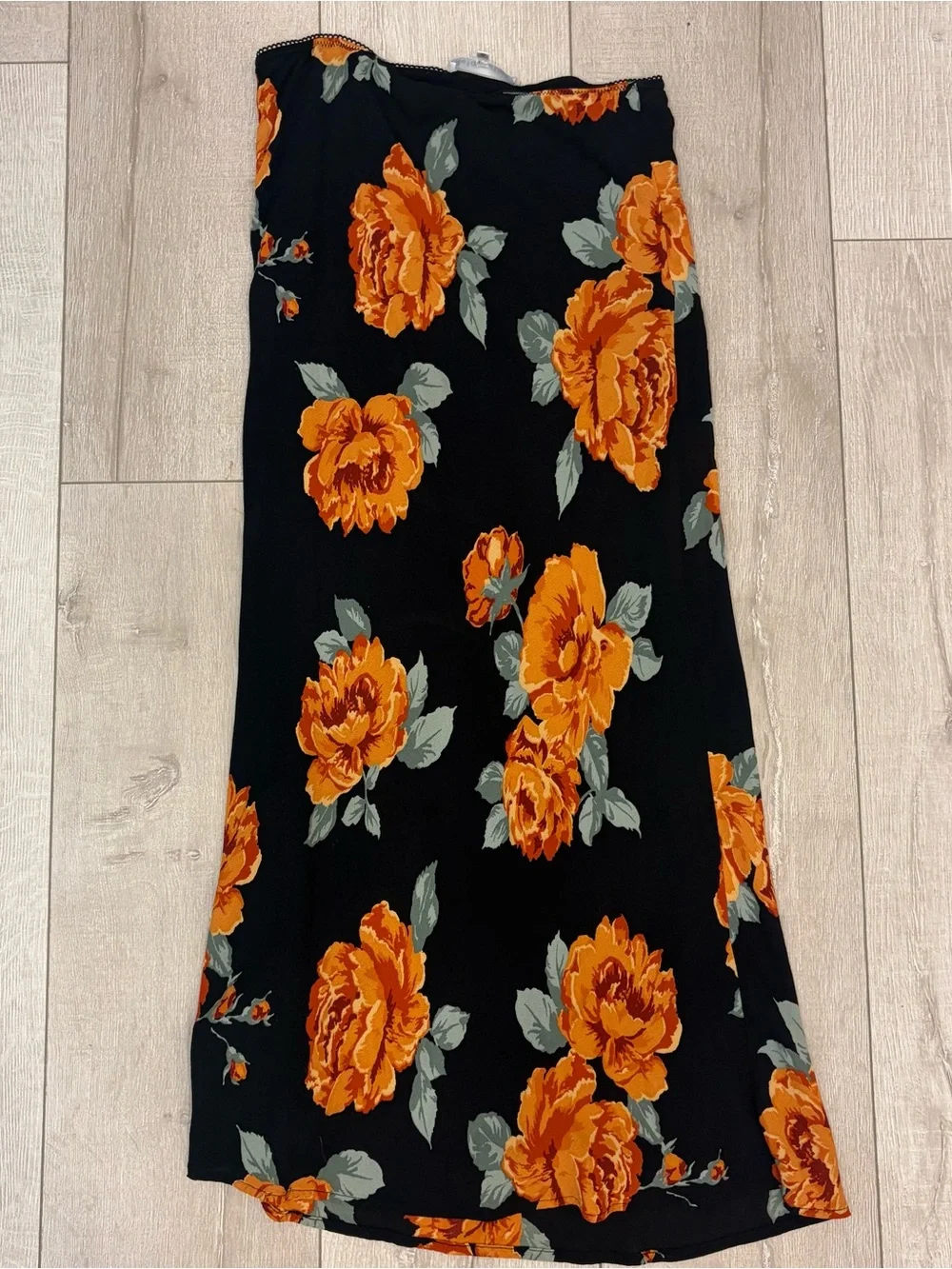 Orange Floral Maxi Skirt